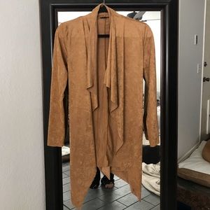 Faux Suede Draped Cardigan